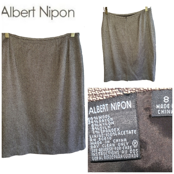 Albert Nipon Dresses & Skirts - VINTAGE ALBERT NIPON BROWN TWEED PENCIL SKIRT